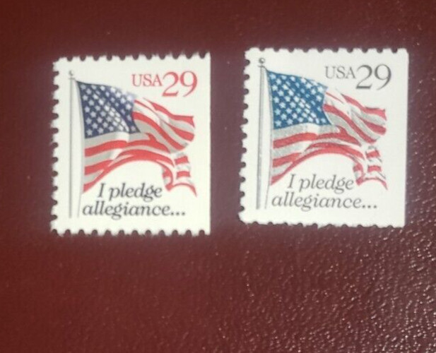 US MNH Postage-Scott #2593 and #2594 Pledge of Allegiance 29c Singles (1992-93)