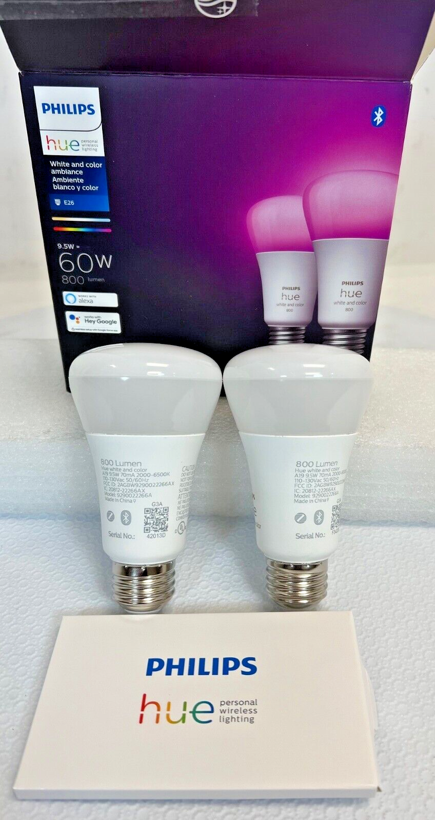 Philips Hue White and Color, 2 Pack, A19, 60W LED Smart Bulb -FREE SHIPPING