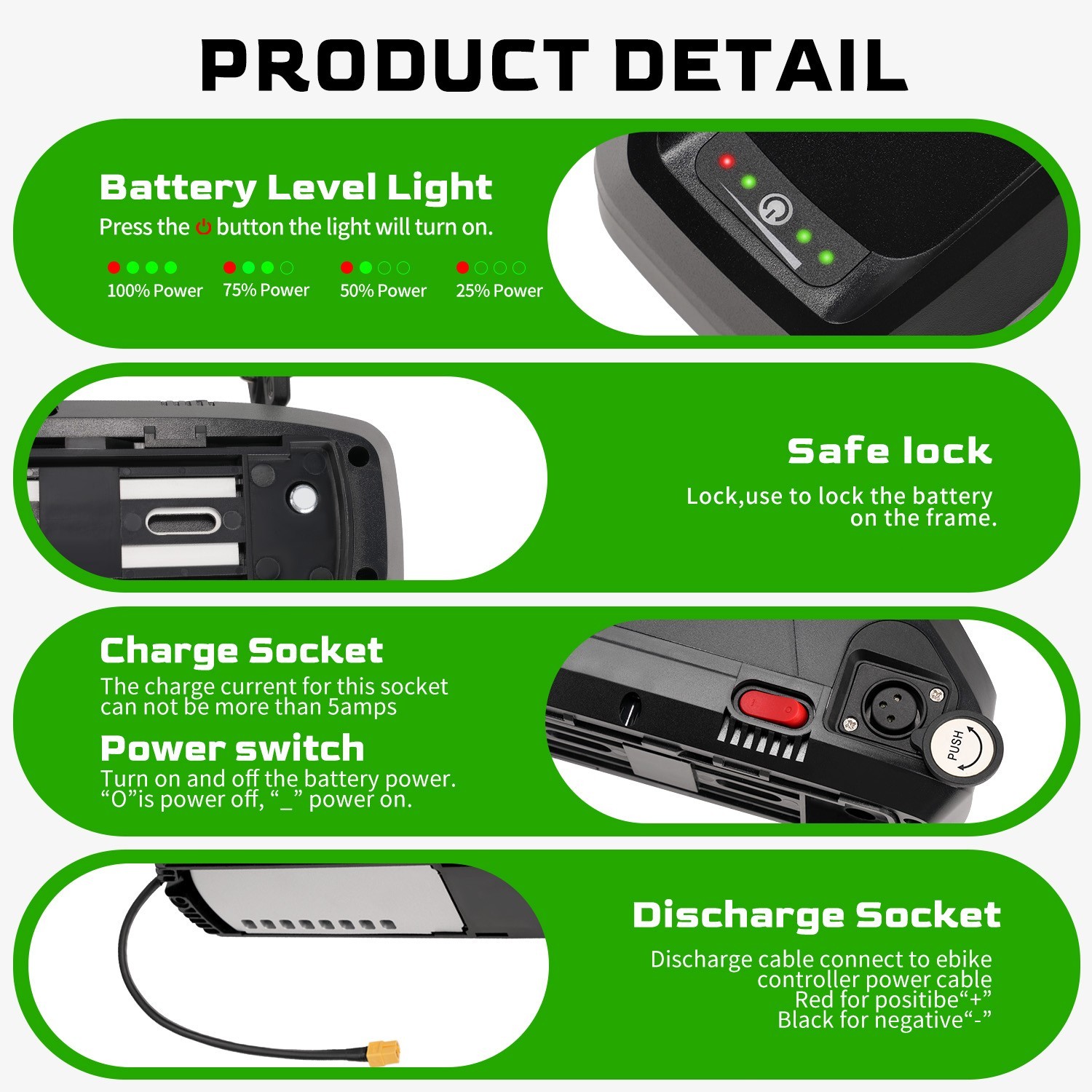48V 20Ah Hailong Ebike Battery for 200W-1500W Electric Bike Lithium Battery 5PIN