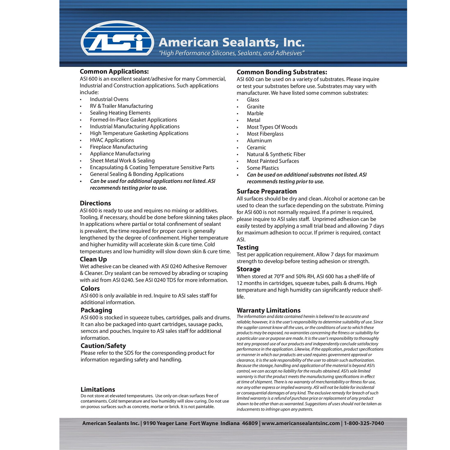 ASI 600 High Temperature RTV Silicone Sealant 10.2 Oz