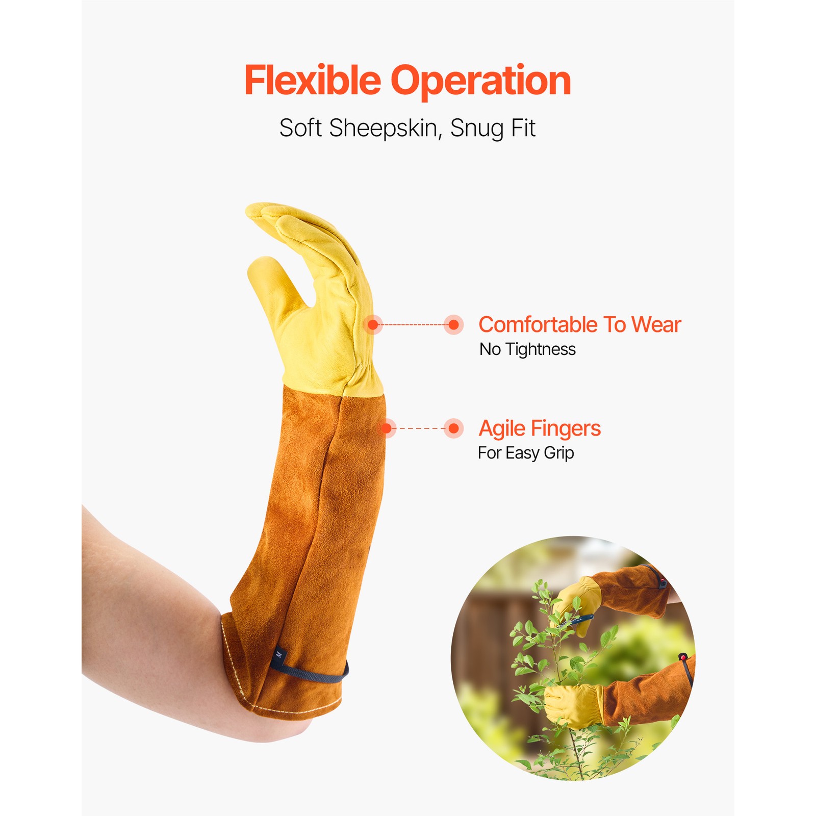 Gardening Gloves Thorn Proof Long Leather Rose Pruning Gloves for Men & Women