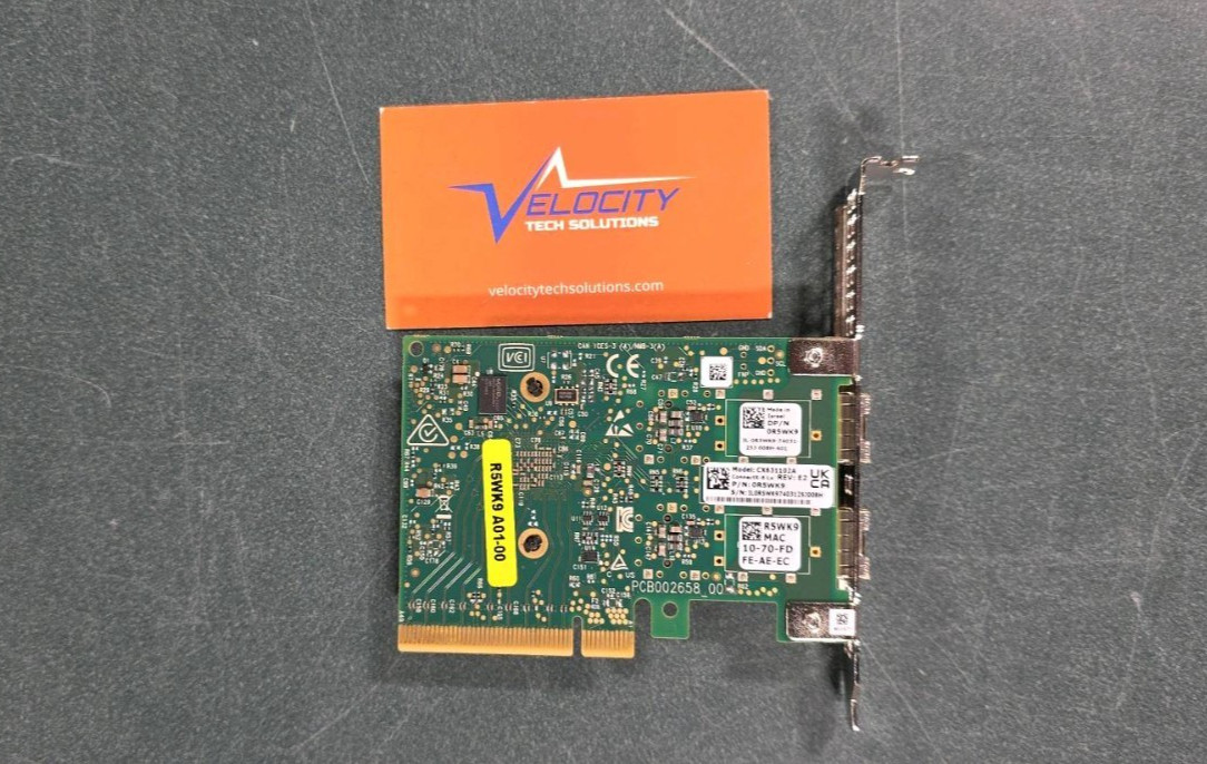 R5WK9 DELL MCX631102AN-ADAT NVIDIA CONNECTX-6 LX 10/25GBE SFP28 FH Bracket