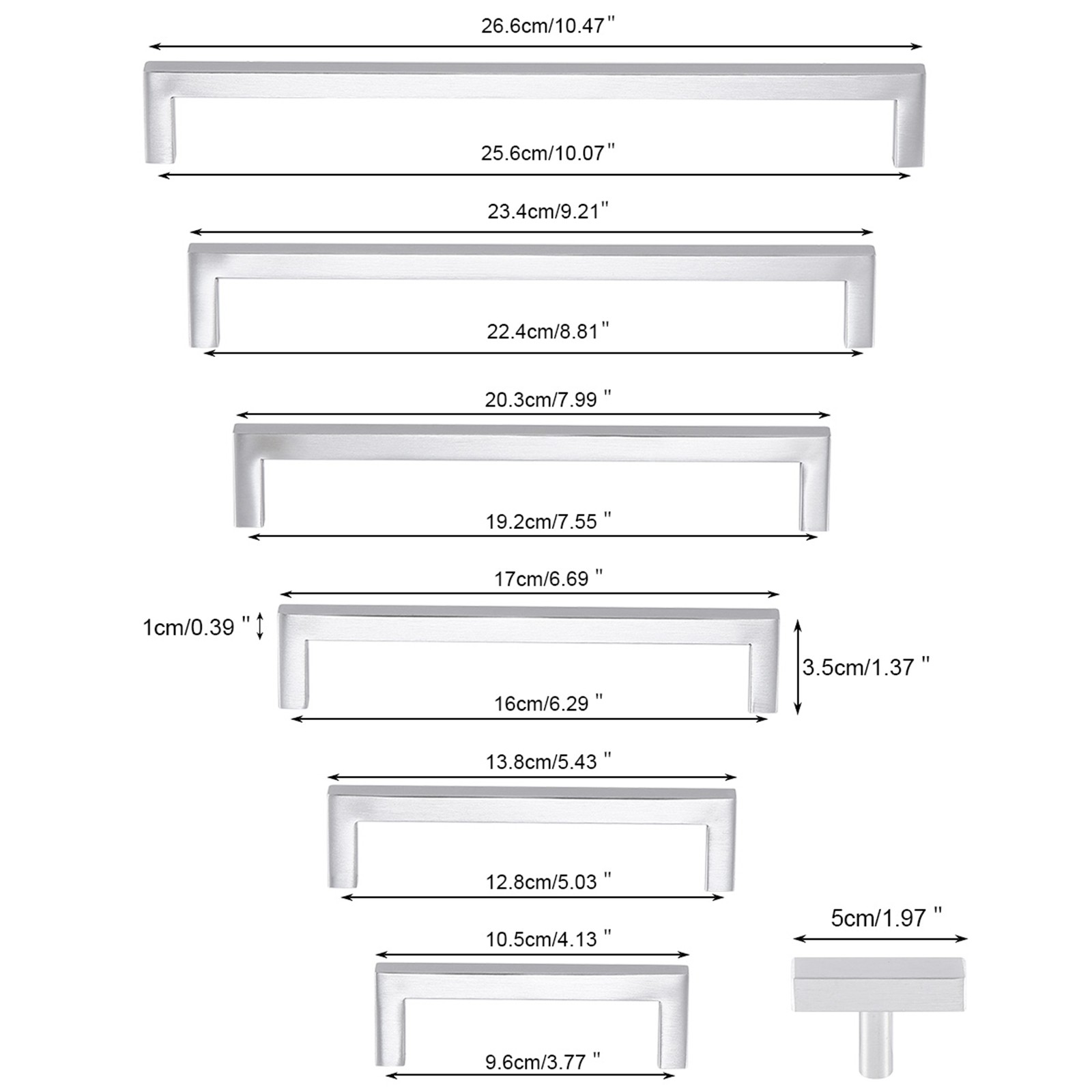 Square Brushed Nickel Cabinet Handles Kitchen Drawer Pulls Stainless Steel Knobs