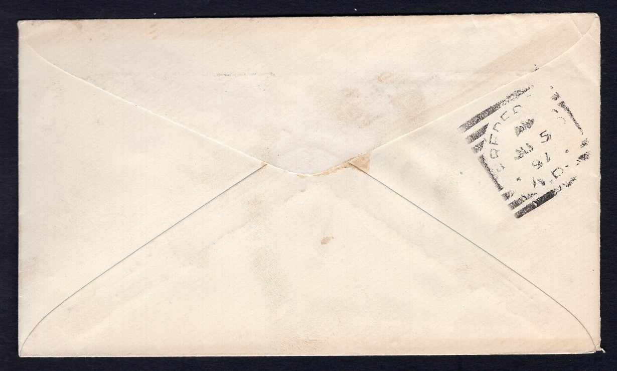 CANADA 1897 Cover to Fredericton NB; Squared Circle; RPO Halifax & Moncton MC