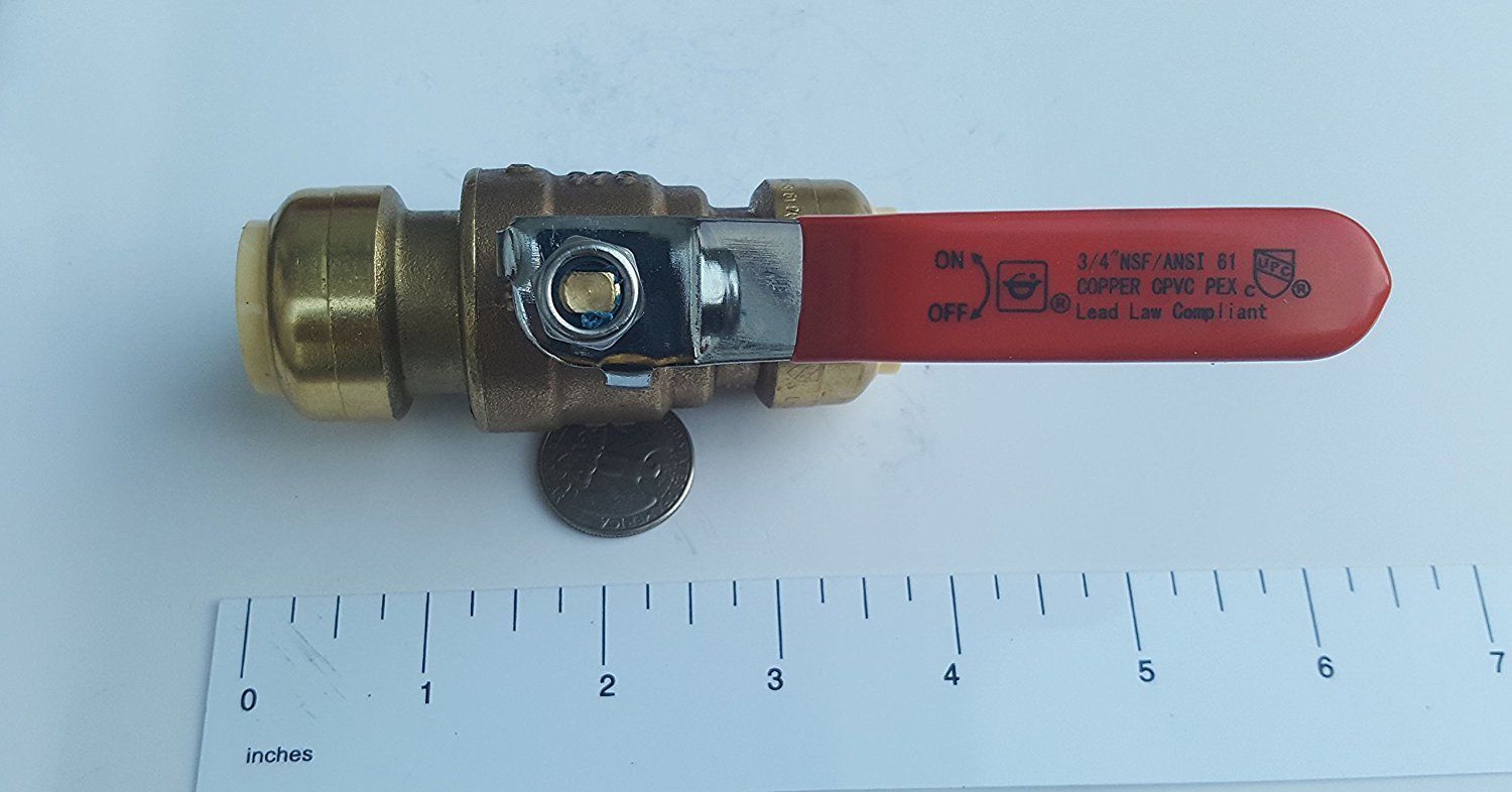 1 PIECE 3/4" SHARKBITE STYLE PUSH FIT BALL VALVE NEW! FULL PORT, LEAD FREE BRASS