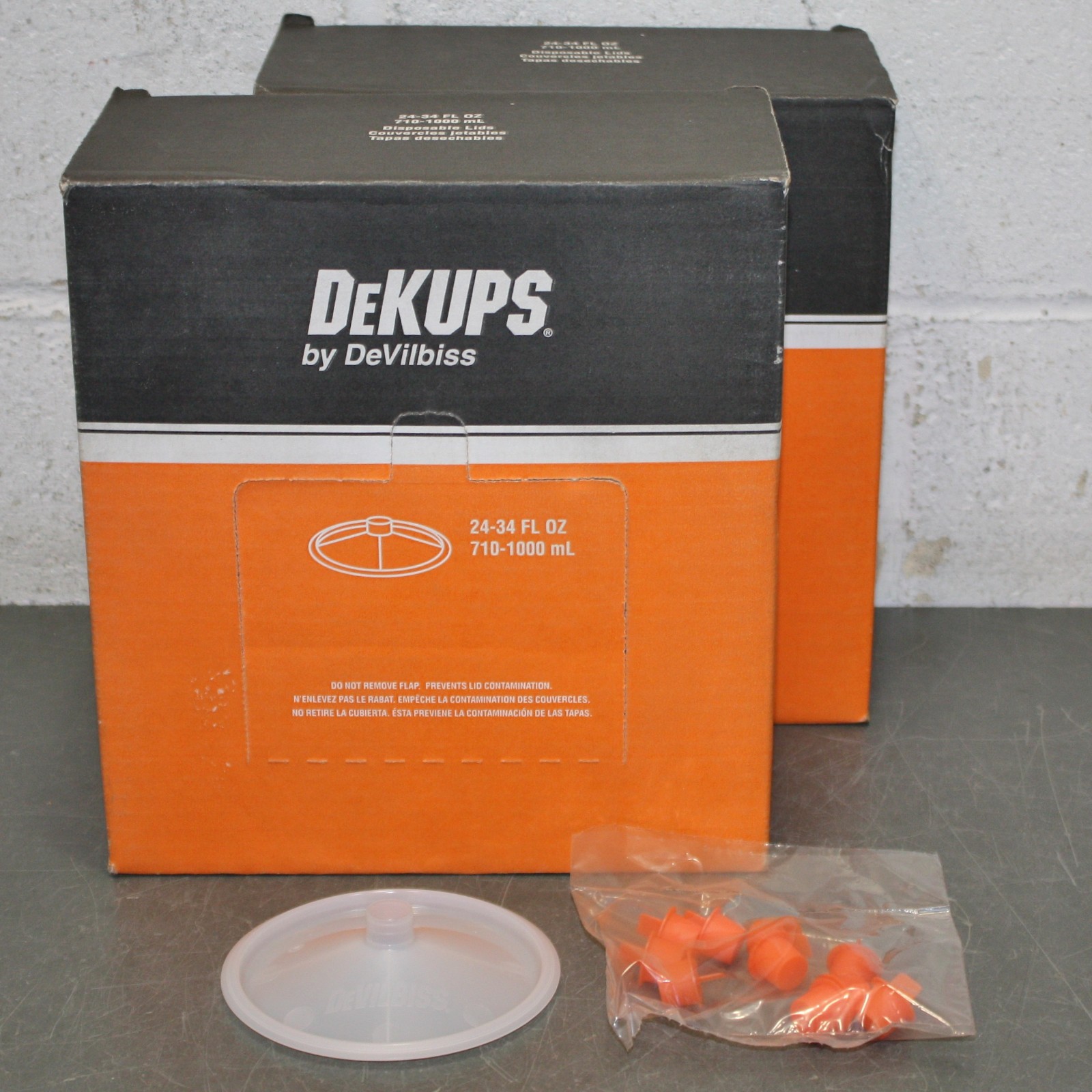 (64) DeVilbiss Paint Cup System Lids DPC524, For 24 / 32 fl oz Cup, Plastic