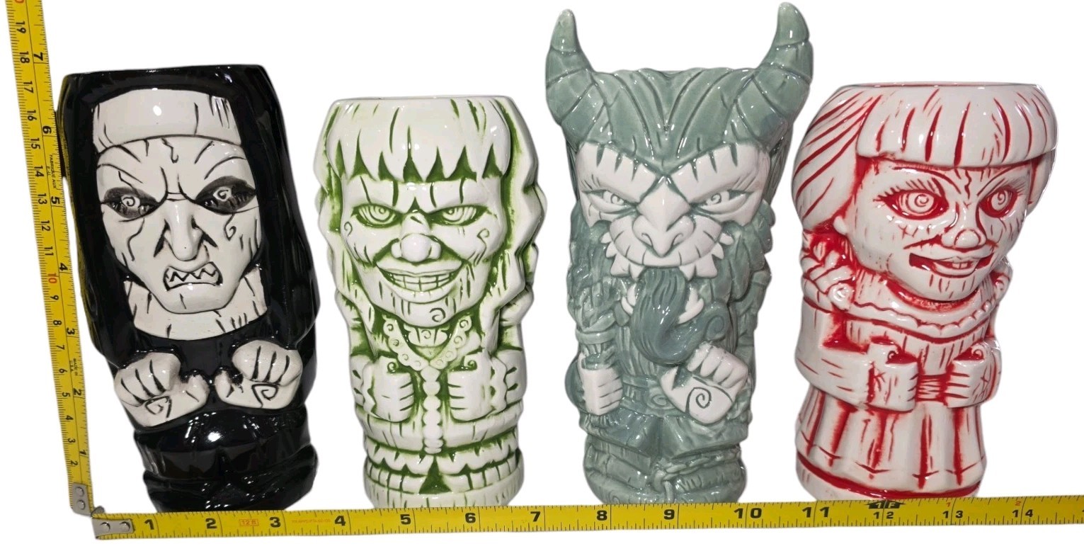 Geeki Tikis Krampus Annabelle The Nun Exorsist Horror Ceramic 18oz Mug Lot Of 4
