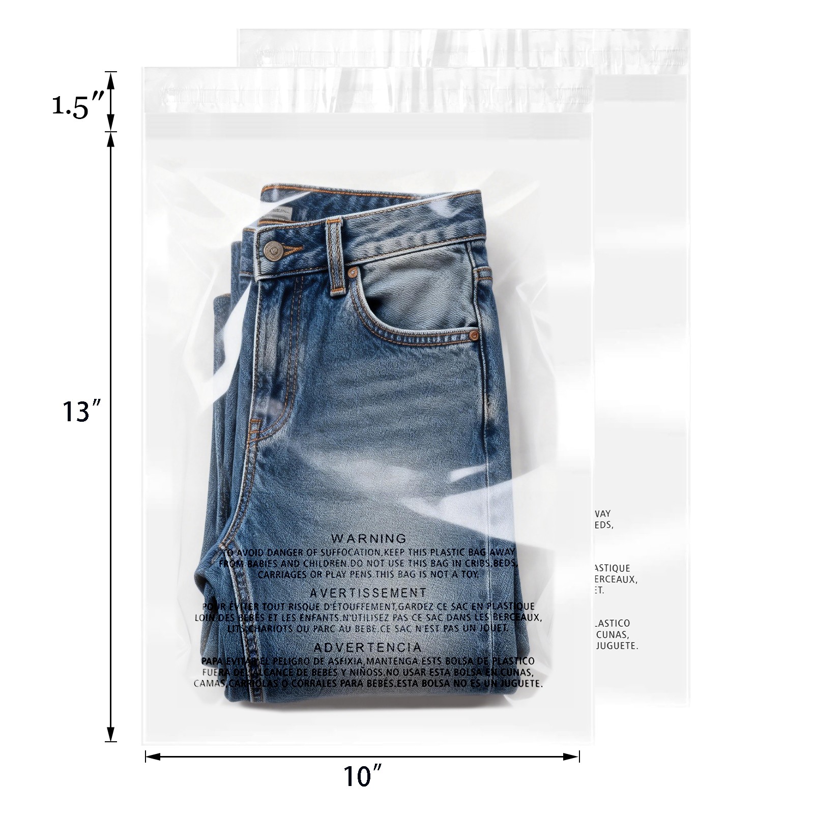 Clear Poly shipping Bags with Suffocation Warning -10X13,11x14,12x15,14x20,18x24