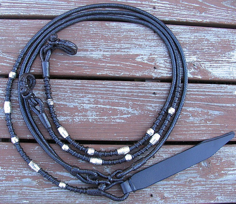 Romel Reins - Silver Ferrule Show Ring - Dark Oil - Hand Braided