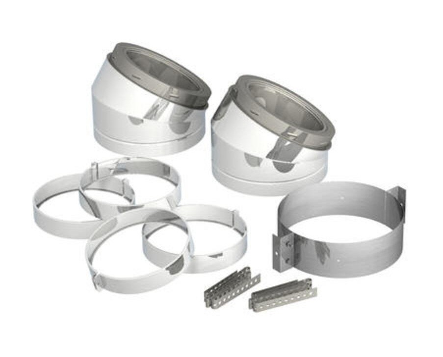 Supervent 6" ID Class-A Double Wall 15° Elbow Kit Insulated Stove Pipe Support