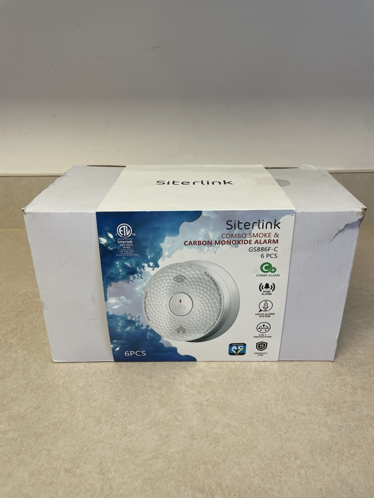 Siterlink ‎GS886F-C White 6pk Hardwired Interconnected Smoke Carbon Monox ALARM