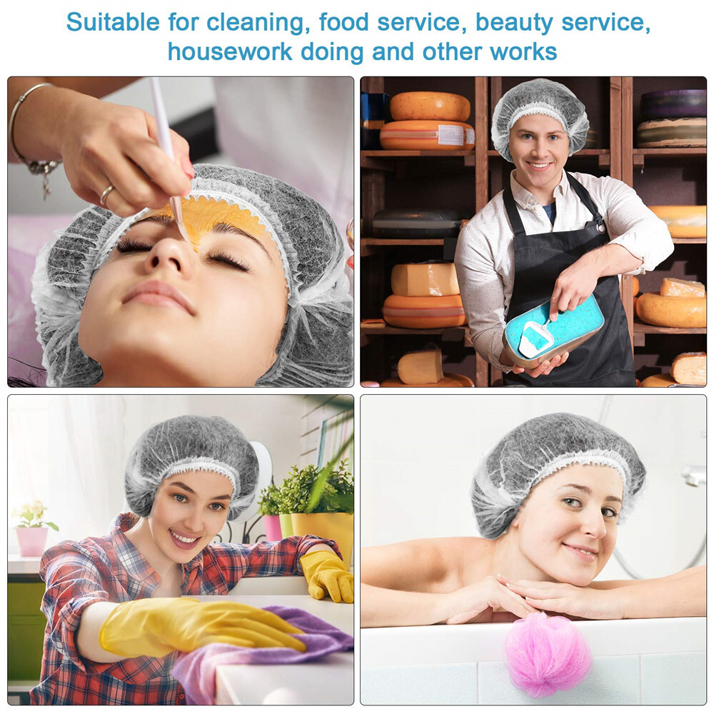 100-1000pcs Disposable Hair Net Non-Woven Head Bouffant Hair Cap 24"