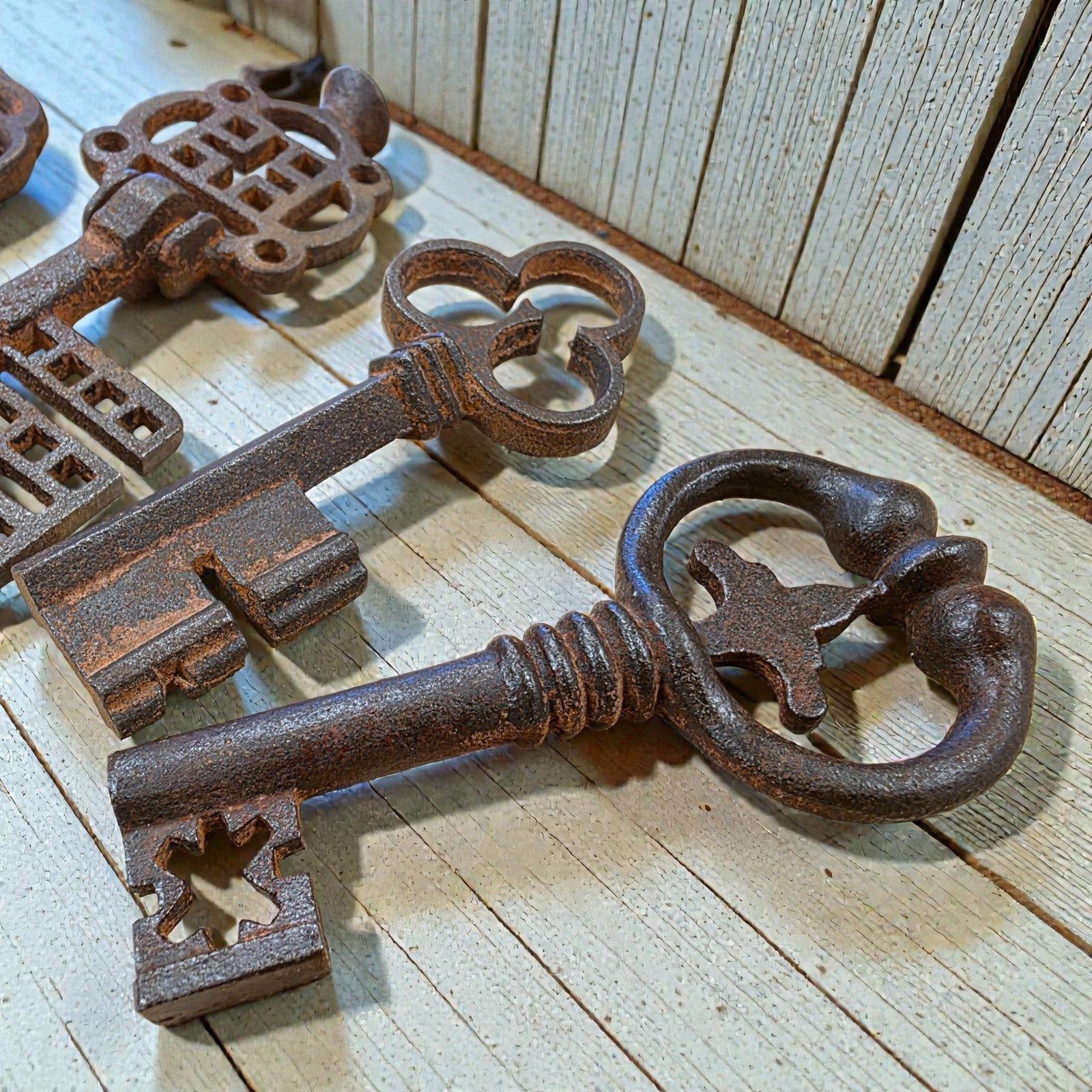 Medieval Cast Iron Set of 5 Keys With Antique Finish (3.5" to 4.25" Long)