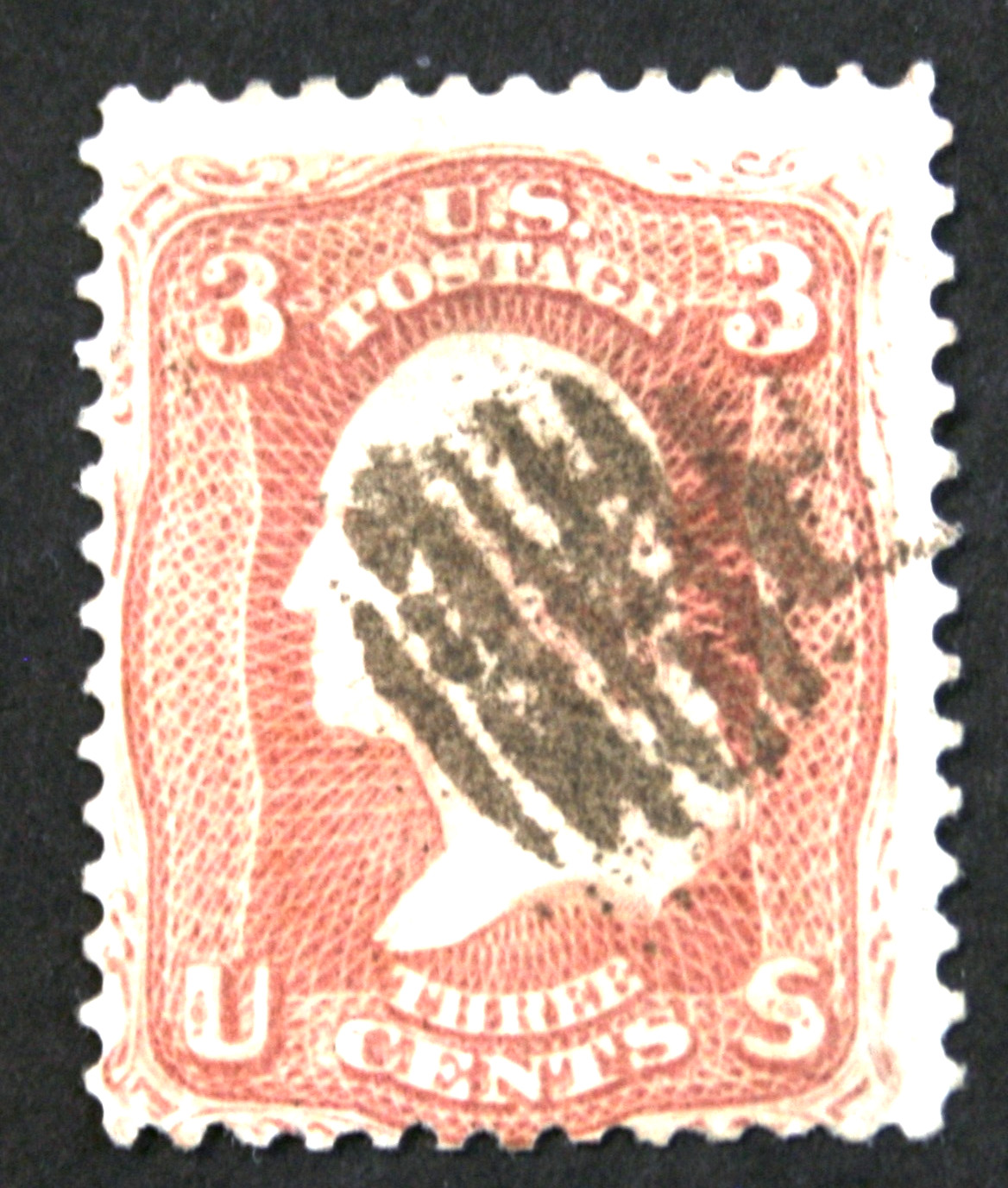 3-18,  RNV431 ******   SCOTT #64,  3c WASHINGTON,  USED,   c1861,  CV$525