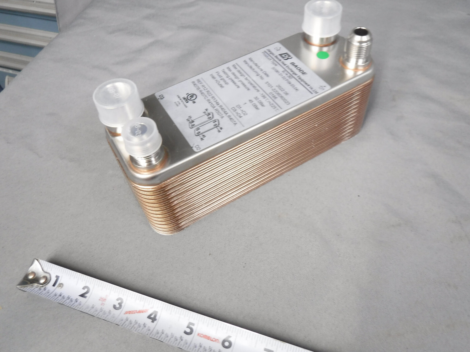 BAODE Brazed Plate Heat Exchanger Plate Chiller Homebrewing Wort 3"x8" 3/4" MPT