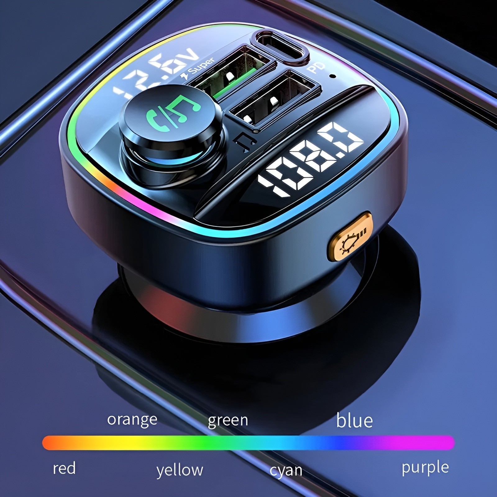 Bluetooth 5.0 Car FM Transmitter Adapter, Hands-Free, USB Charger, AUX Audio