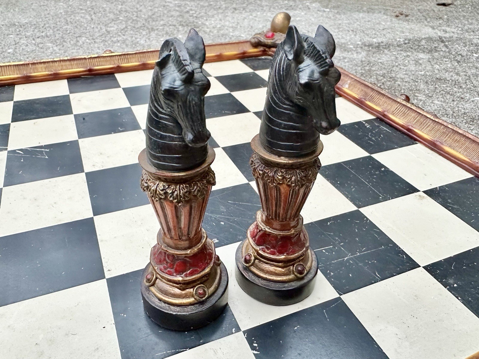 Oriental Accent Safari Wildlife Chess Set Hand Painted Resin Piece Storage Board