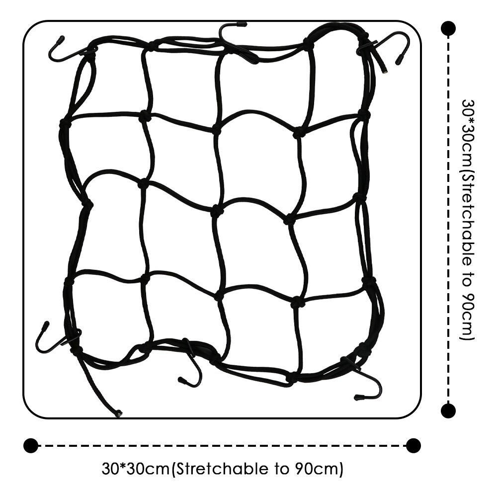 US Cargo Net Motorcycle Helmet Mesh Luggage Tie Down Bungee Cord 12*12in