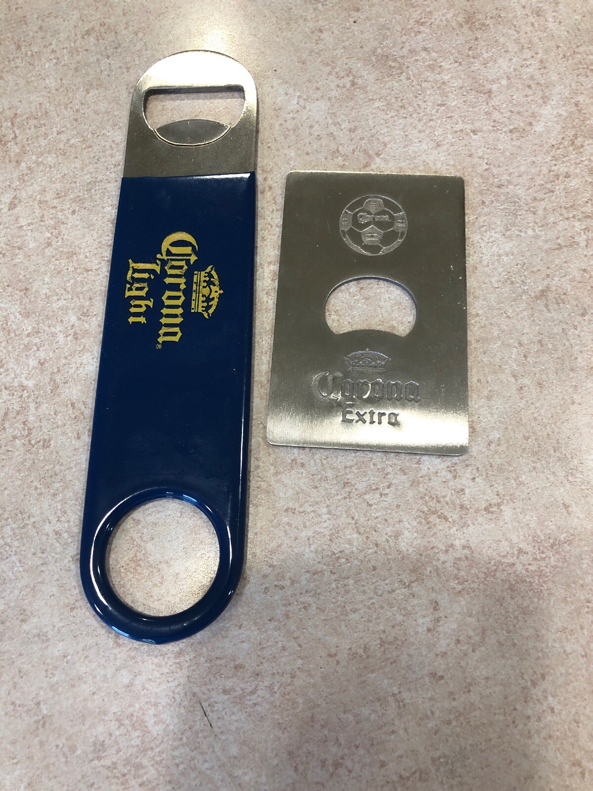 Corona Extra Light Bottle Opener Metal 7" And Credit Card Size Opener