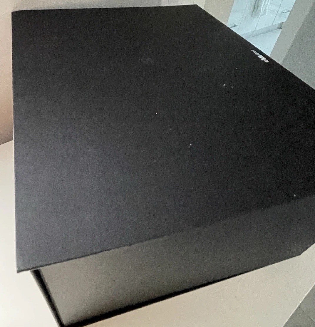 Auth Chanel Black Magnetic Gift Box XL Classic Flap 18” X 14” X 8” Flaws