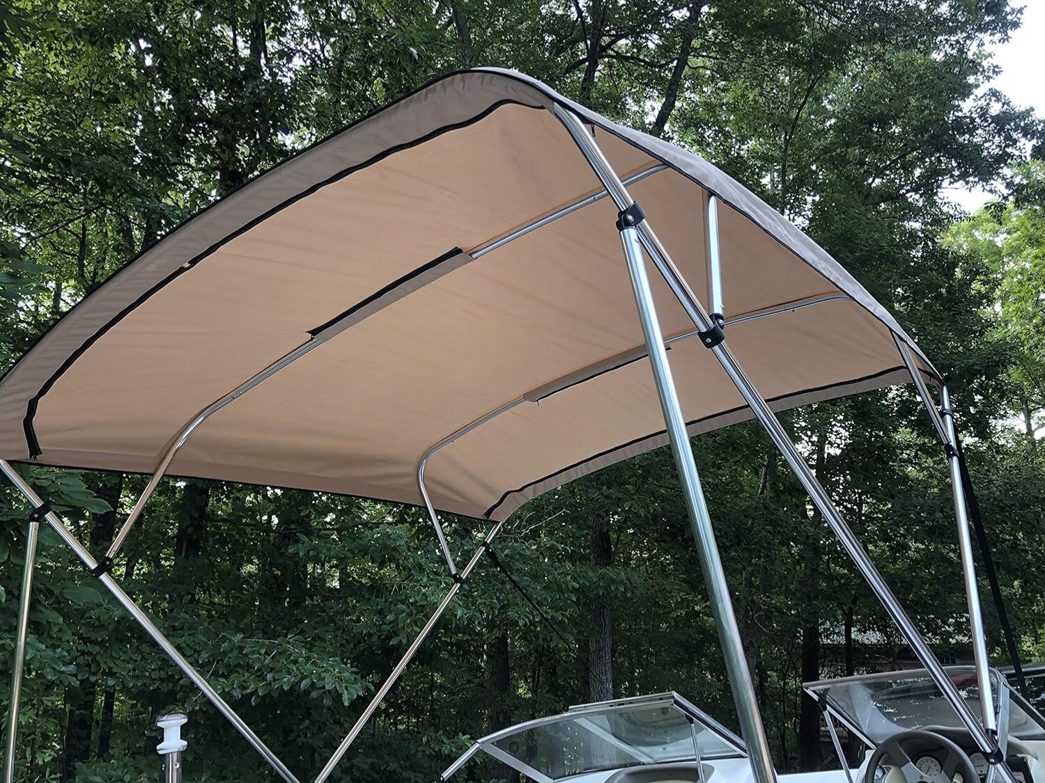 CRO Replacement Bimini Top Canvas+Boot for Sun Tracker Bass Buggy Beige 9'x8.5'