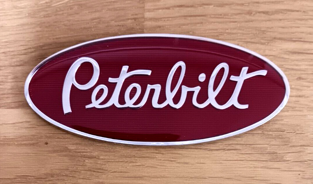 Peterbilt truck emblem chrome epoxy top metal 3.5 inches wide