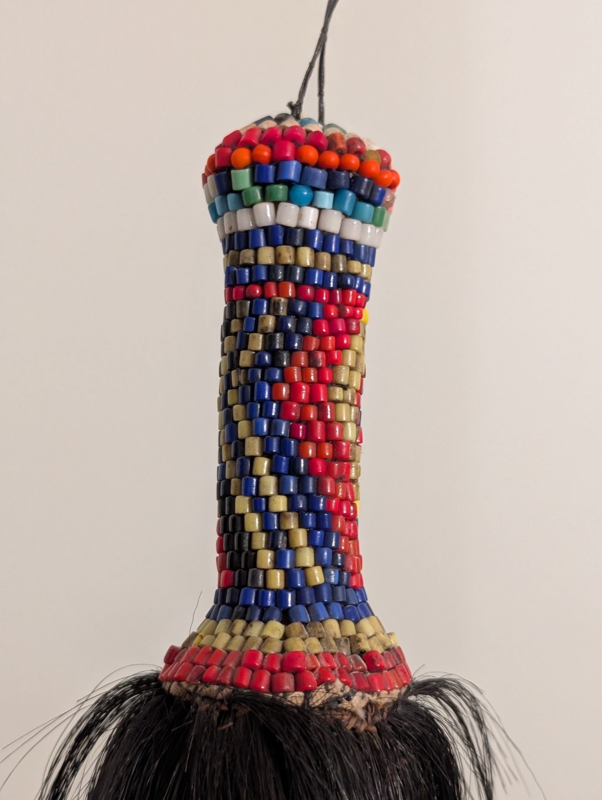 Vintage Yoruba Beaded Irukere Fly Whisk - Nigerian Tribal Art - Ifa Orisha Ase