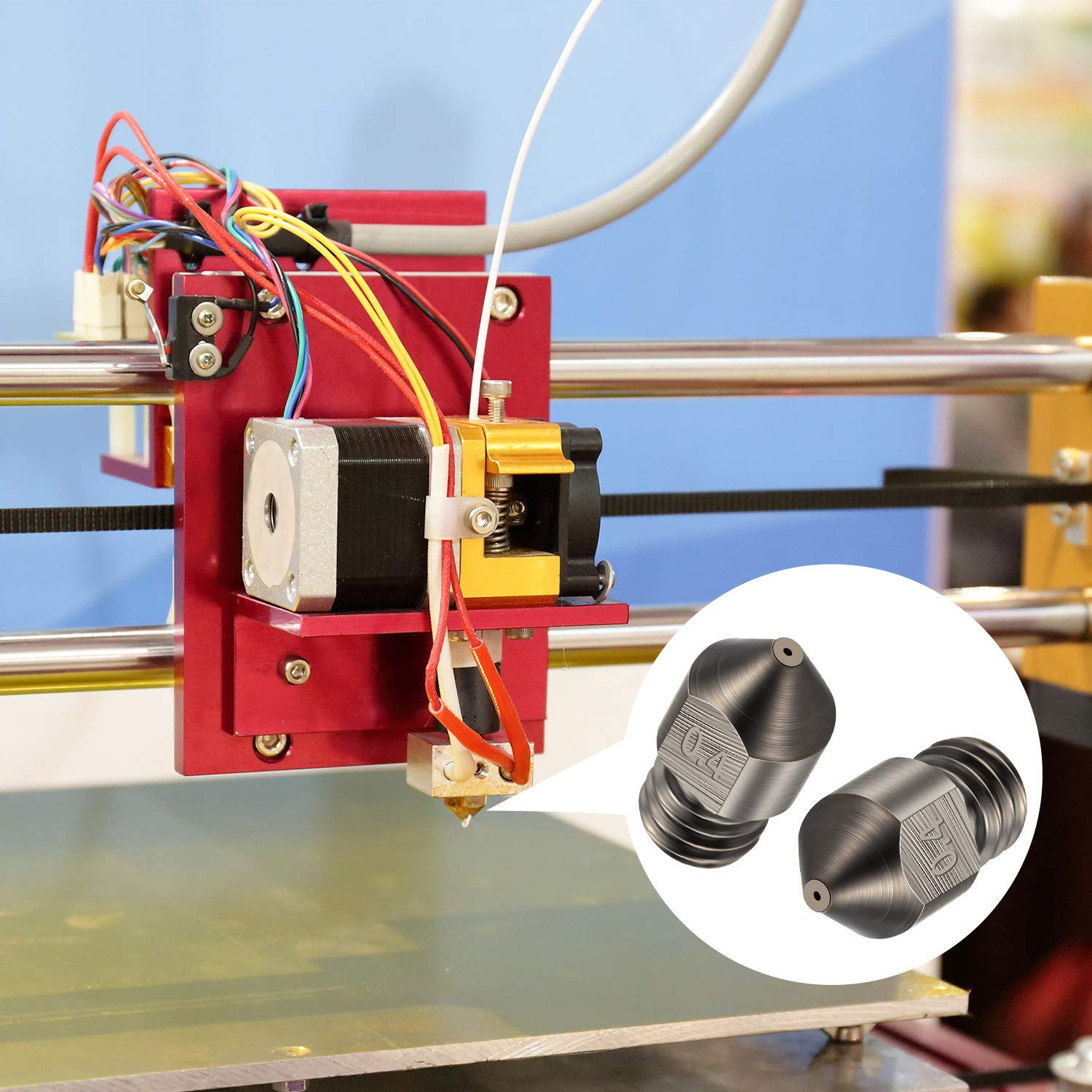 5 Pieces Hardened Steel Nozzle 0.4 Mm/ 1.75 Mm 3D Printer Mk8 Nozzles High Tempe