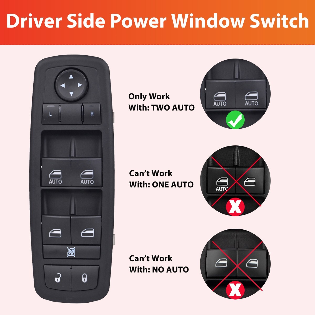 Driver Side Master Power Window Switch 4602863AD for Dodge Ram 1500 2500 3500