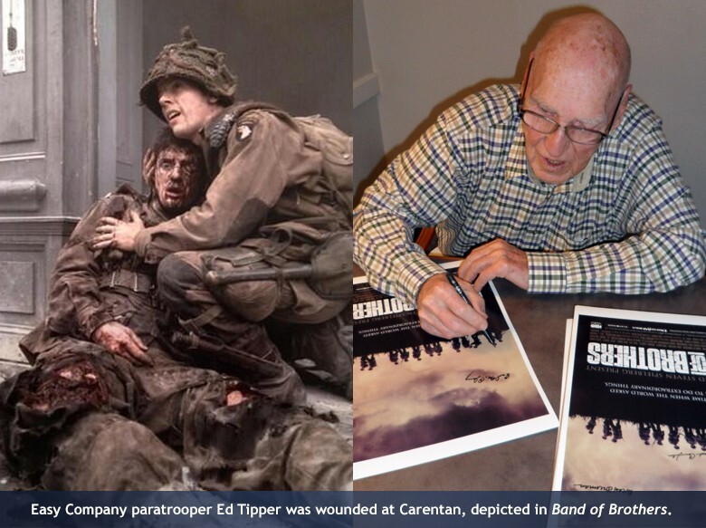 Band of Brothers Poster Autographed by Don Malarkey, Ed Tipper & Earl McClung
