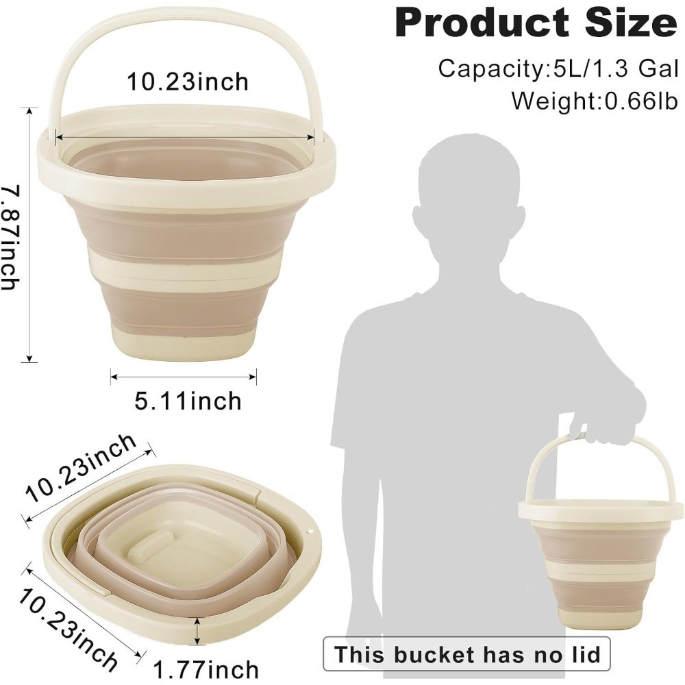 Collapsible Bucket with Handle Foldable Plastic Tub for Washing Mop Car Dog