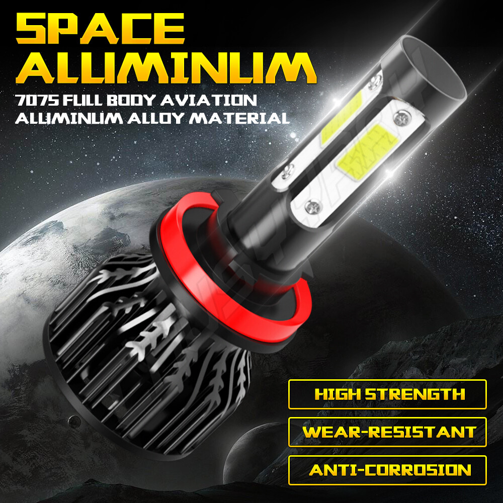 4-Sides H11 LED Headlight Kit Low Beam Bulbs Super Bright 6500K White 380000LM