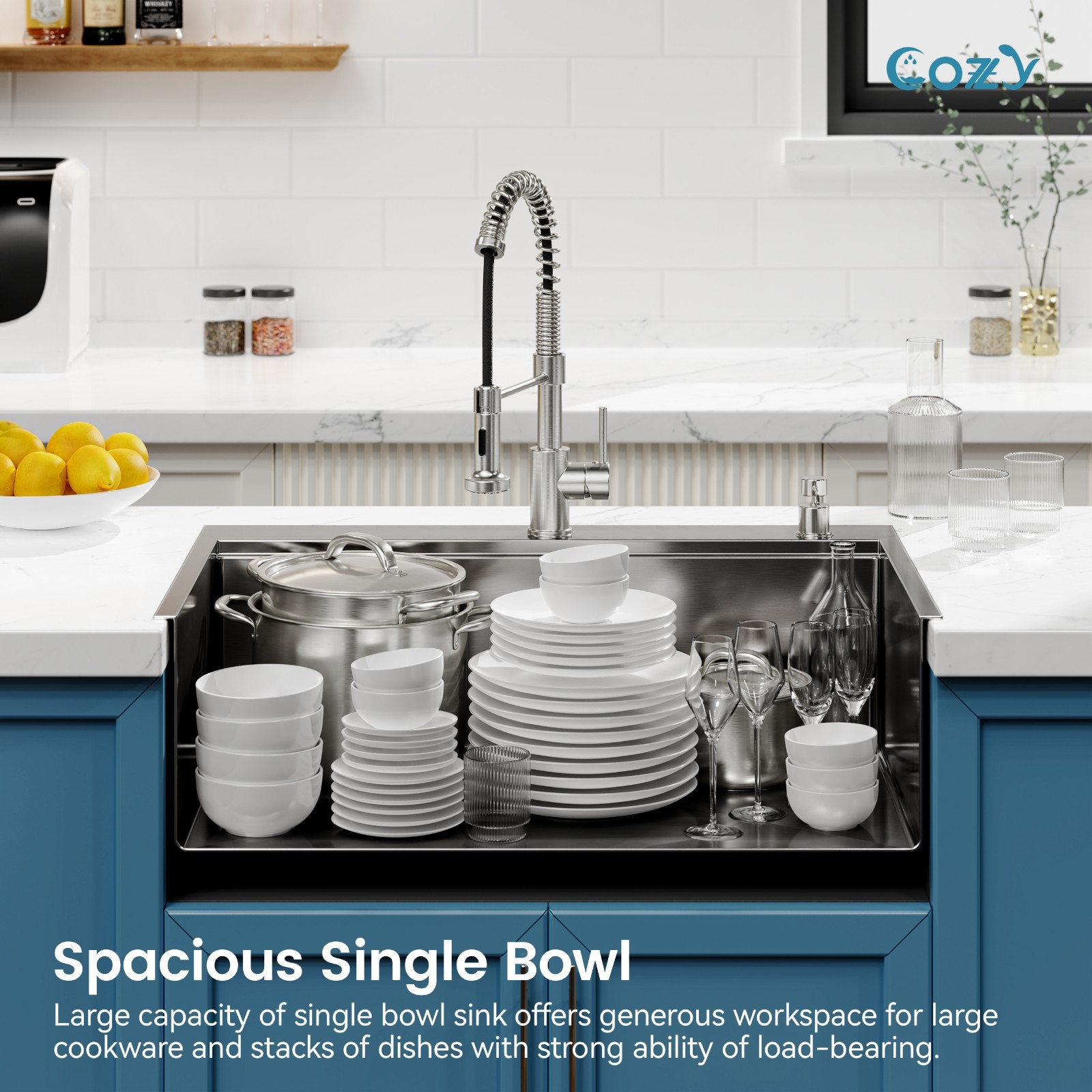 Cozy n Bath 33x22 inch overmount kitchen sink with accessors and drain