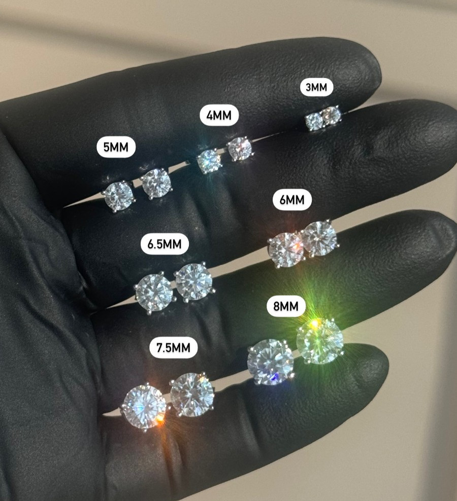VVS1 Moissanite Screw back Stud Earrings 925 Silver Mens Ladies 3mm-8mm