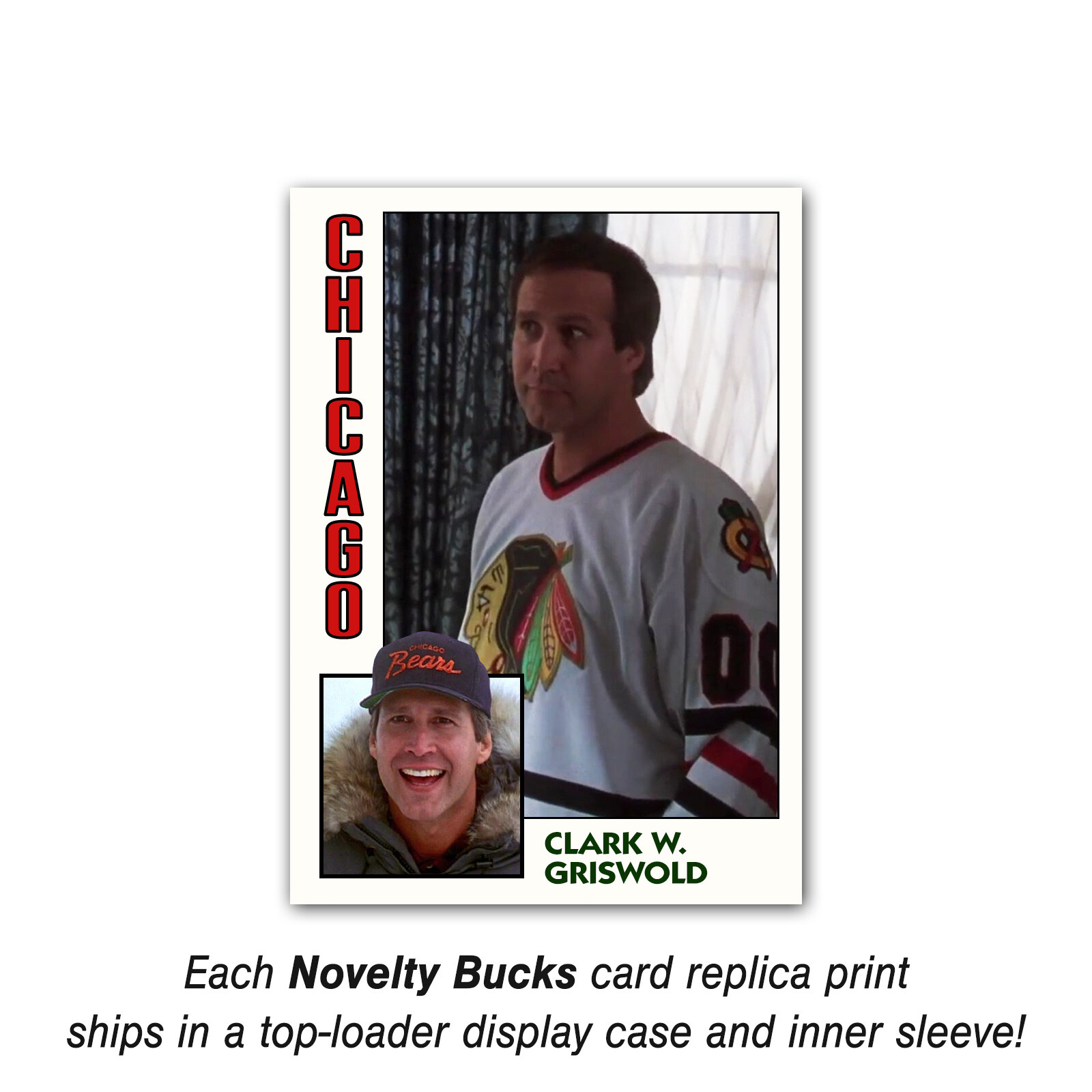 Clark Griswold Christmas Vacation Trading Card Reprint Chevy Chase Chicago Bears