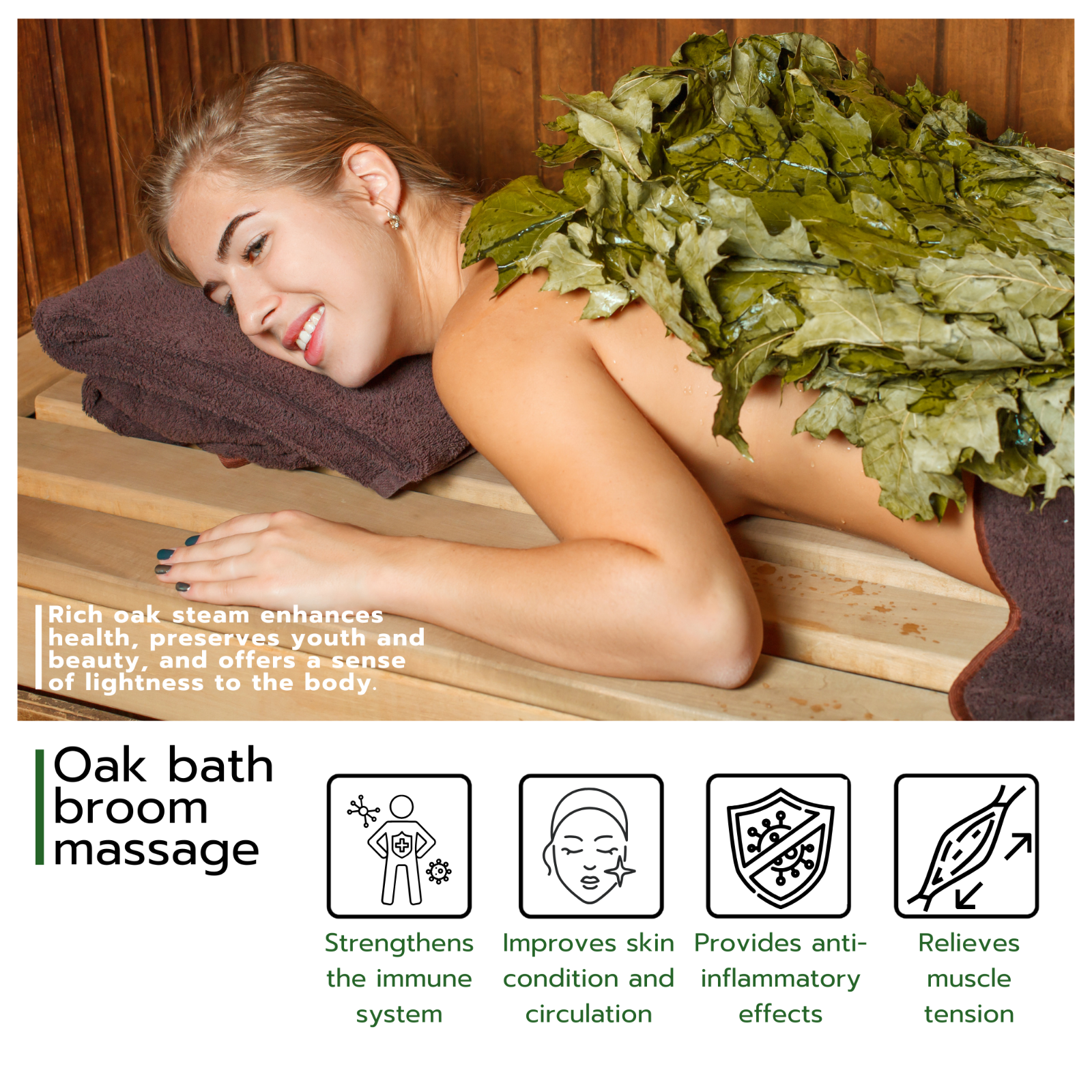 SET OF 2 Oak Sauna Whisk Banya Venik Sauna Broom ДУБОВЫЙ ВЕНИК БАННЫЙ