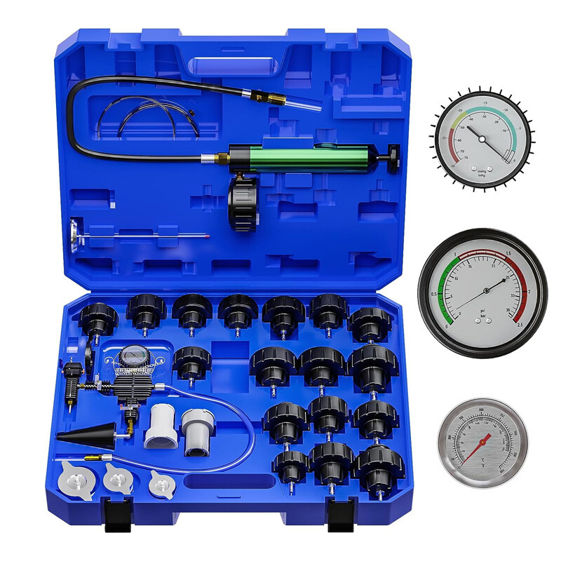 28Pcs Universal Radiator Pressure Tester Vacuum Cooling System Tool Refill Kit