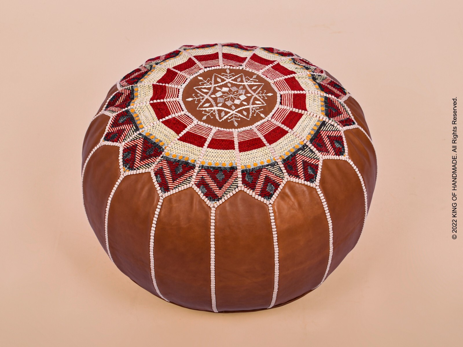 🌟Footstools | Moroccan Pouf Ottoman | Genuine Leather, Hand-Embroidered🌟