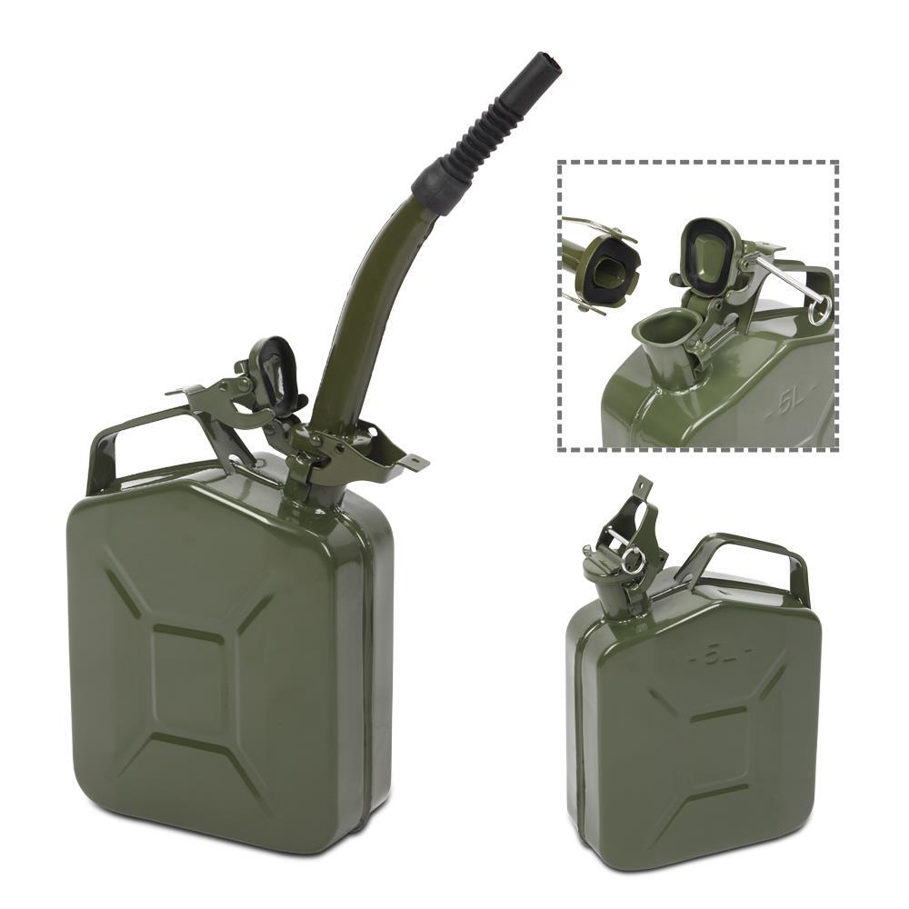 Practical 5L 0.6mm Can Gasoline Jerry Can Steel Tank Emergency Backup Green