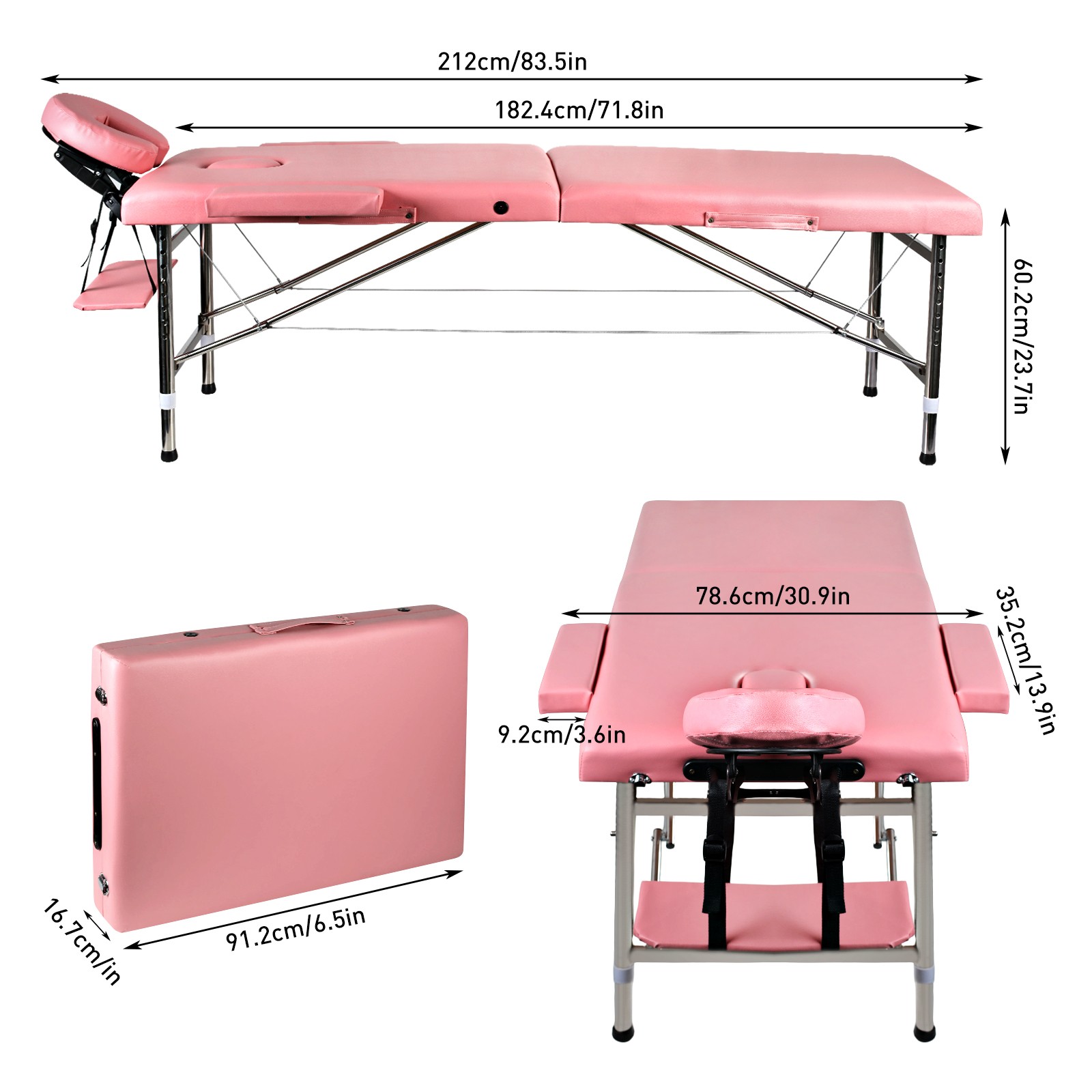 Massage Table Massage Bed 2 Fold Portable Massage Table 84" L x 30" W Spa Bed