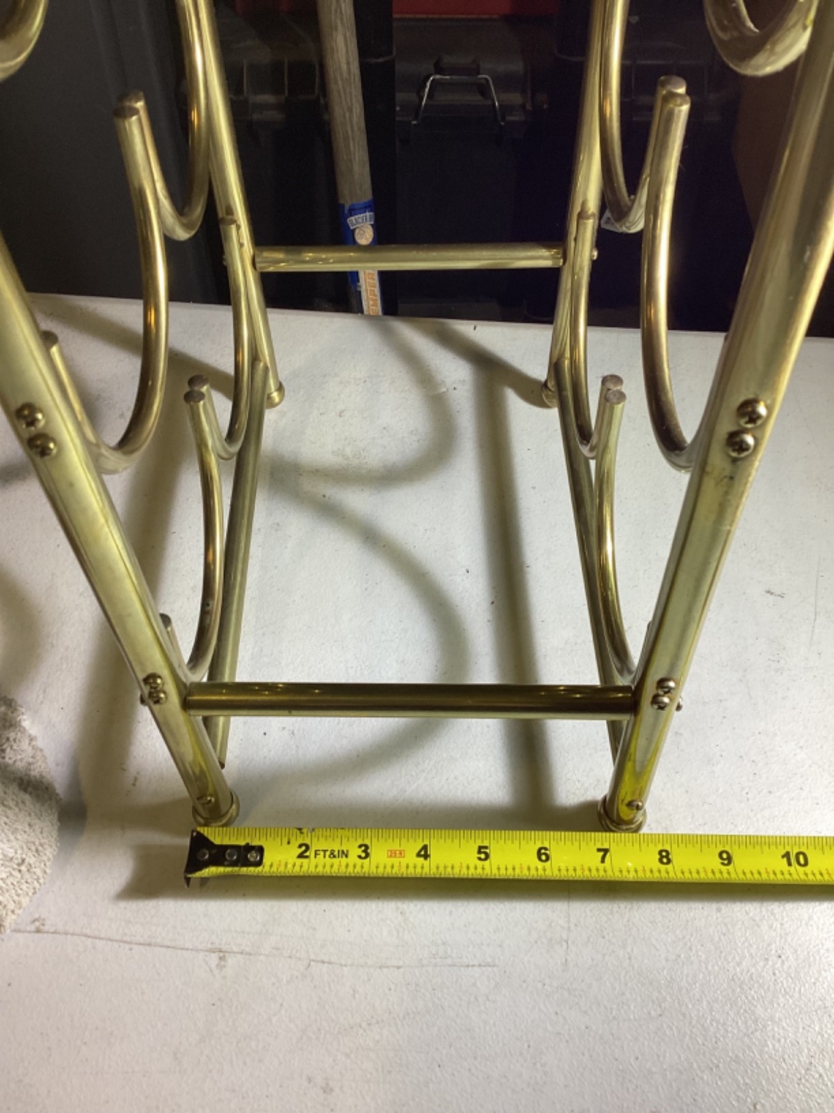 Vintage Wine Rack 3 Tier Holder Brass Gold Metal Mid Century Modern 21” Tall