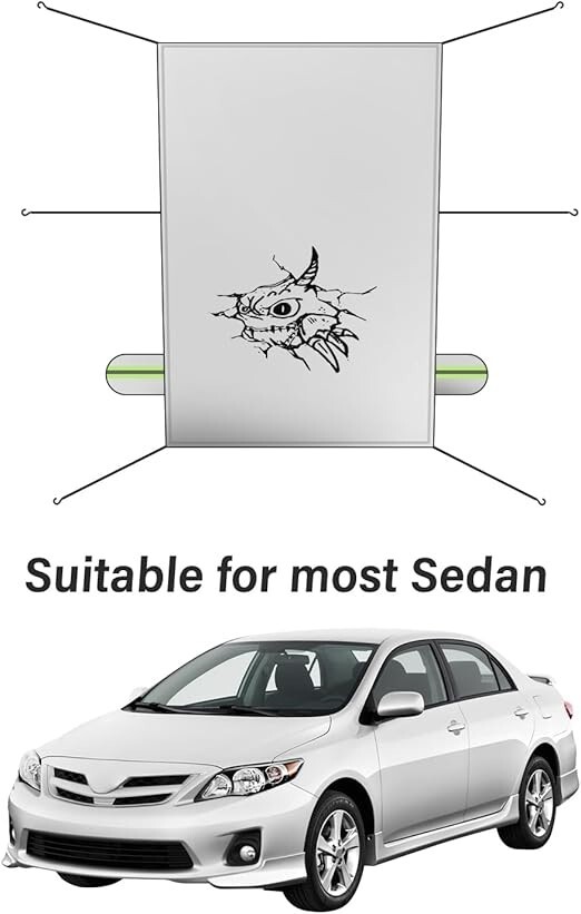 Universal Sedan Half Car Cover, Windshield Body Cover Winter Auto Top Snow Ice