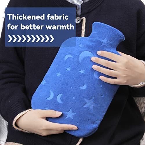 Hot Water Bottle with Soft Cover, 2L Hot Water Bag for Menstrual Cramps, Neck an