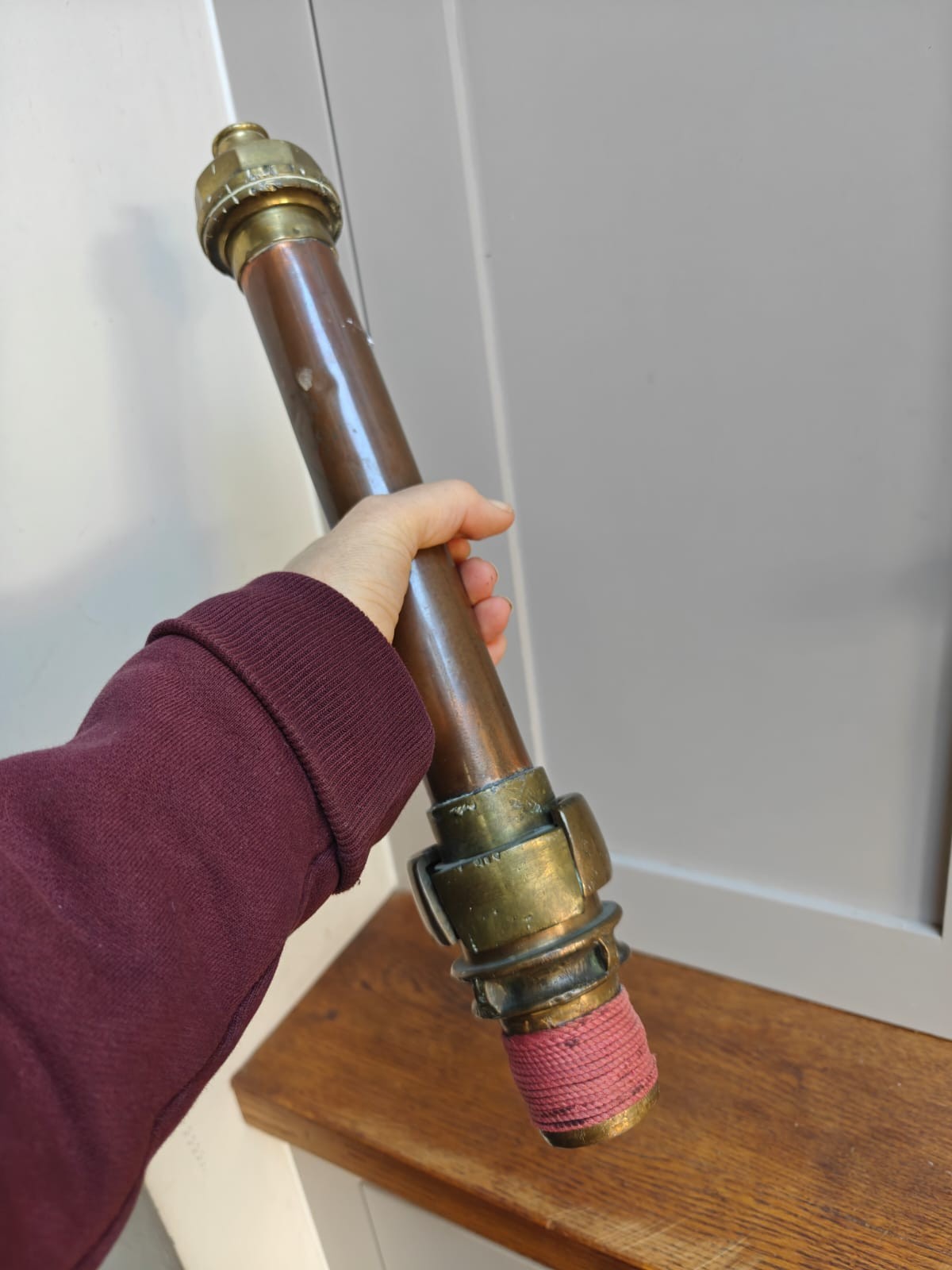 Vintage fire old brass copper bronze hose nozzle end