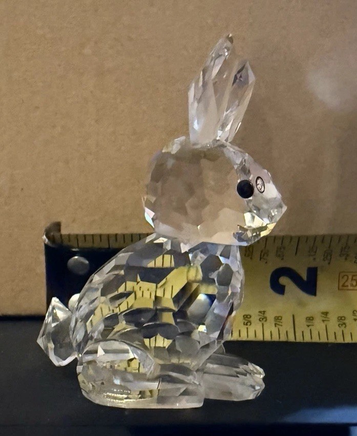 Swarovski Crystal Mother Rabbit Bunny Figurine w/ Black Eyes