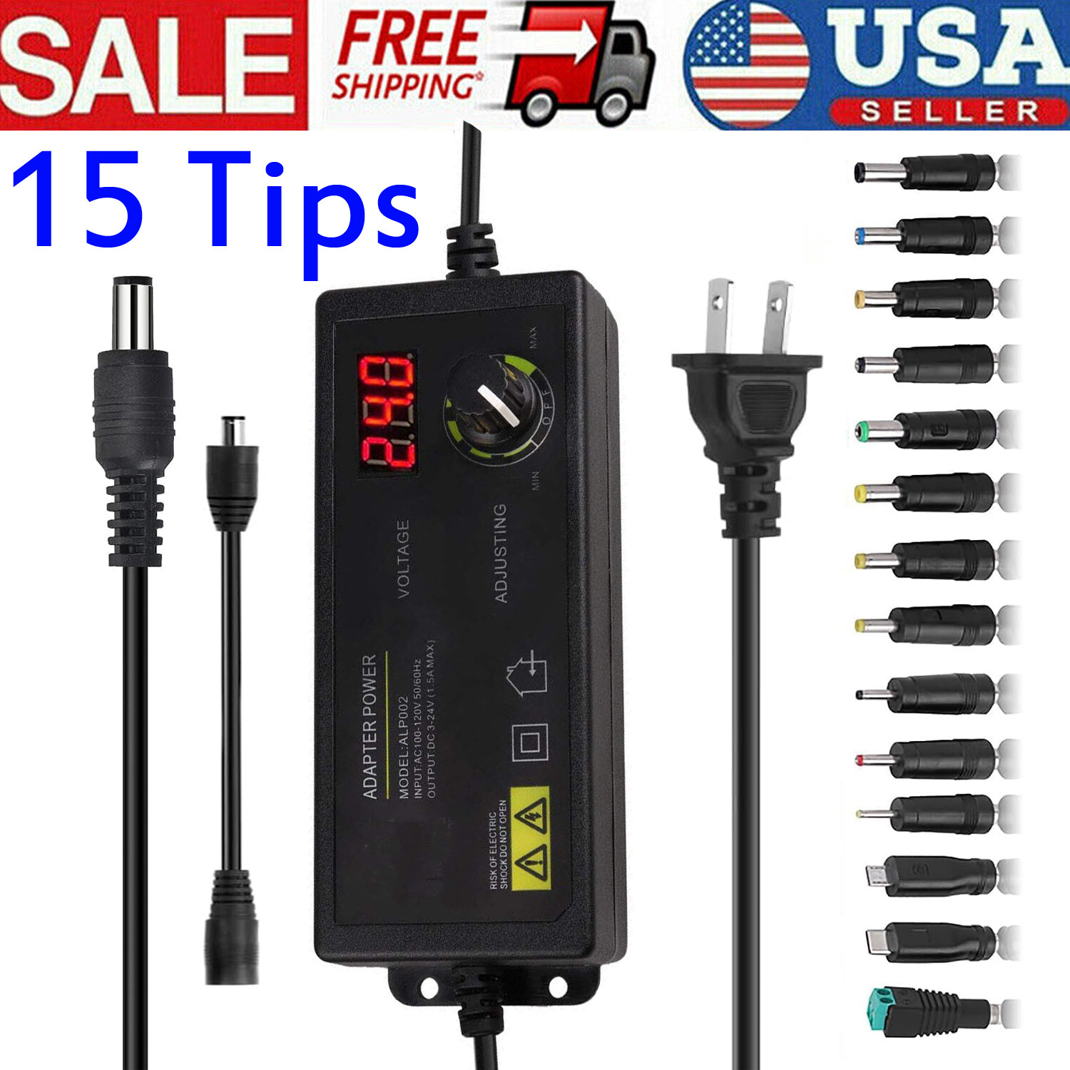 DC 3V~24V 60W Universal Adjustable Power Supply Variable Switching AC/DC Adapter