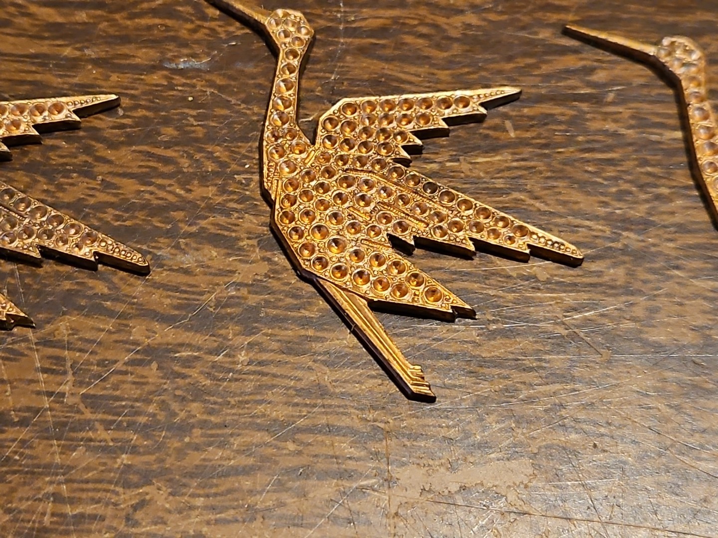 Lot Of 10 Studded Stork France Vintage 60s Brass Stampings Findings Jewelry