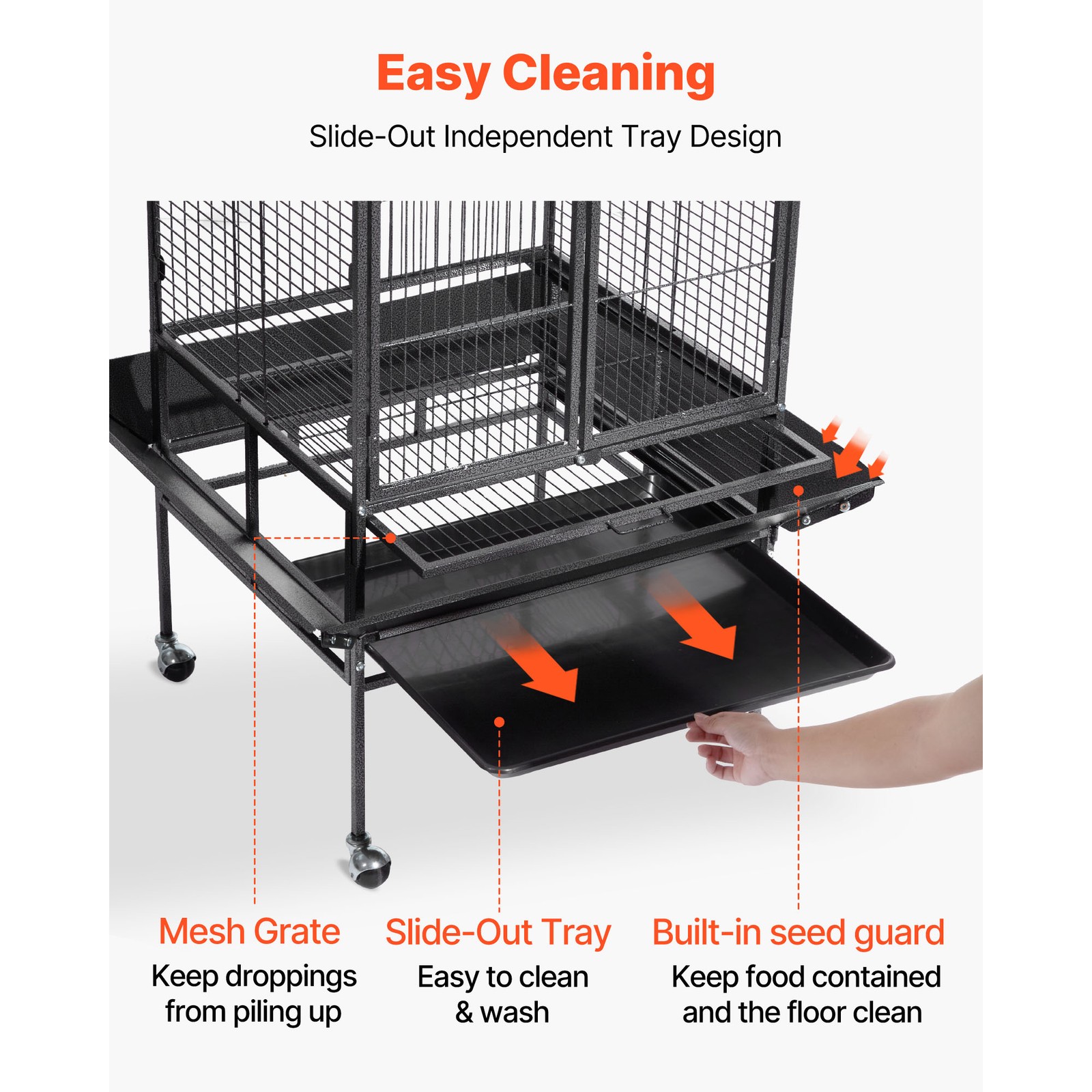 Uimoso Large Bird Cage with Open Flat Top, 32.7 x 31.1 x 82.7 Inches
