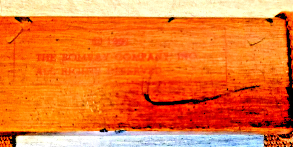 Vtg 1991 BOMBAY Folding Luggage Stand Suitcase Rack Wood Frame Striped Straps