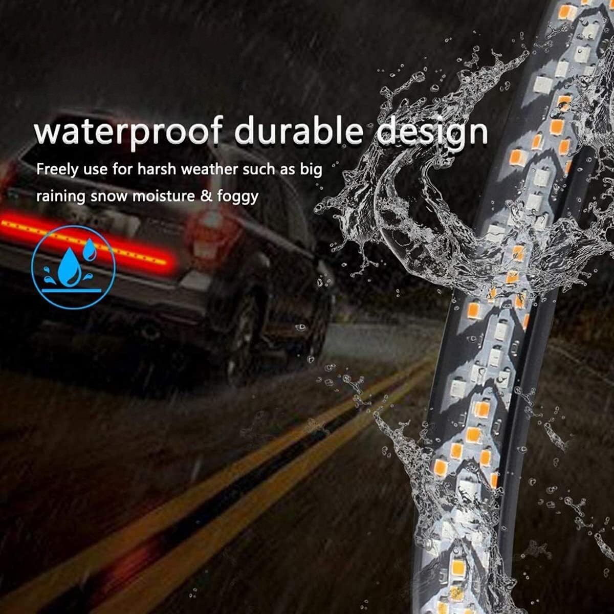 LED Tailgate Light Bar 60" Triple Row 5-Function Strip for Pickup Trailer SUV